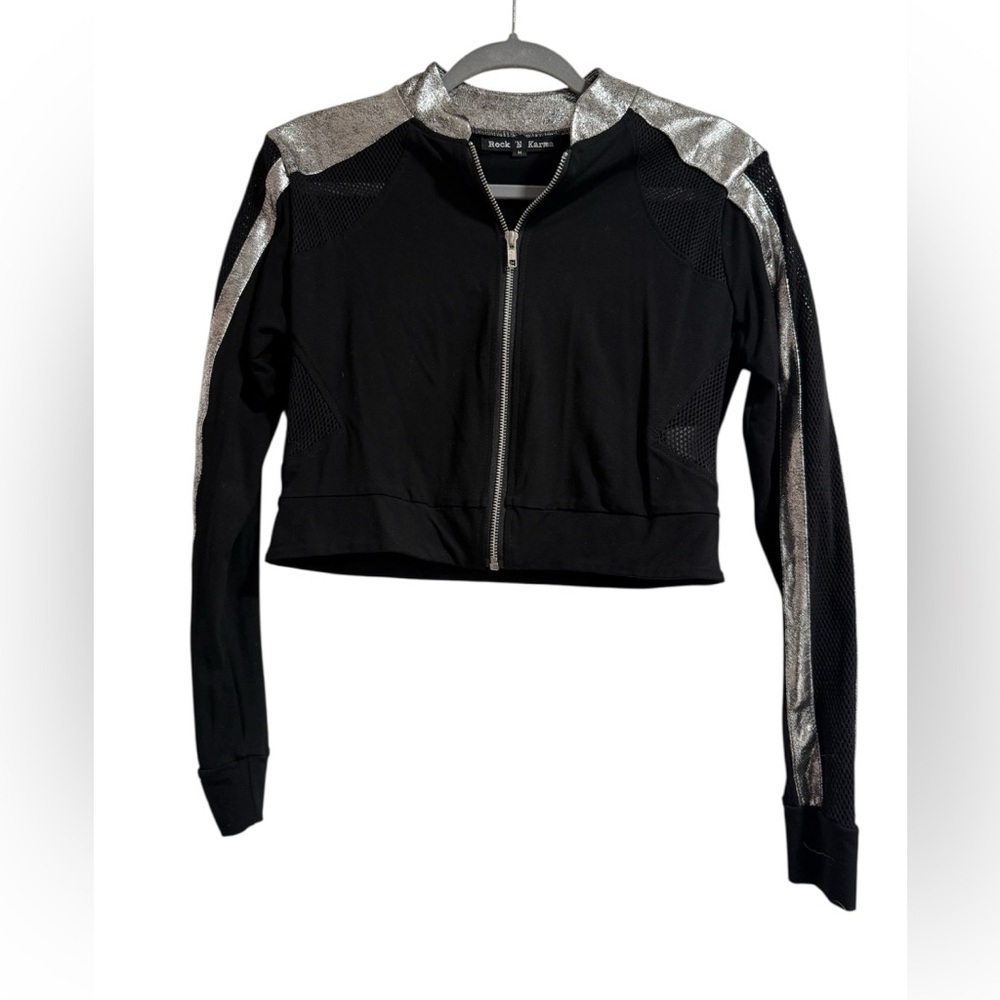 Stylish Black and Silver Bomber Jacket - Picture 1 of 2